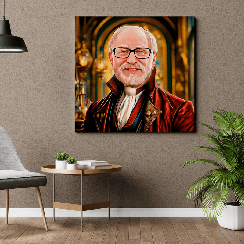 Kwadratowy portret arystokraty - druk na płótnie, spersonalizowany prezent dla niego - Adamell.pl