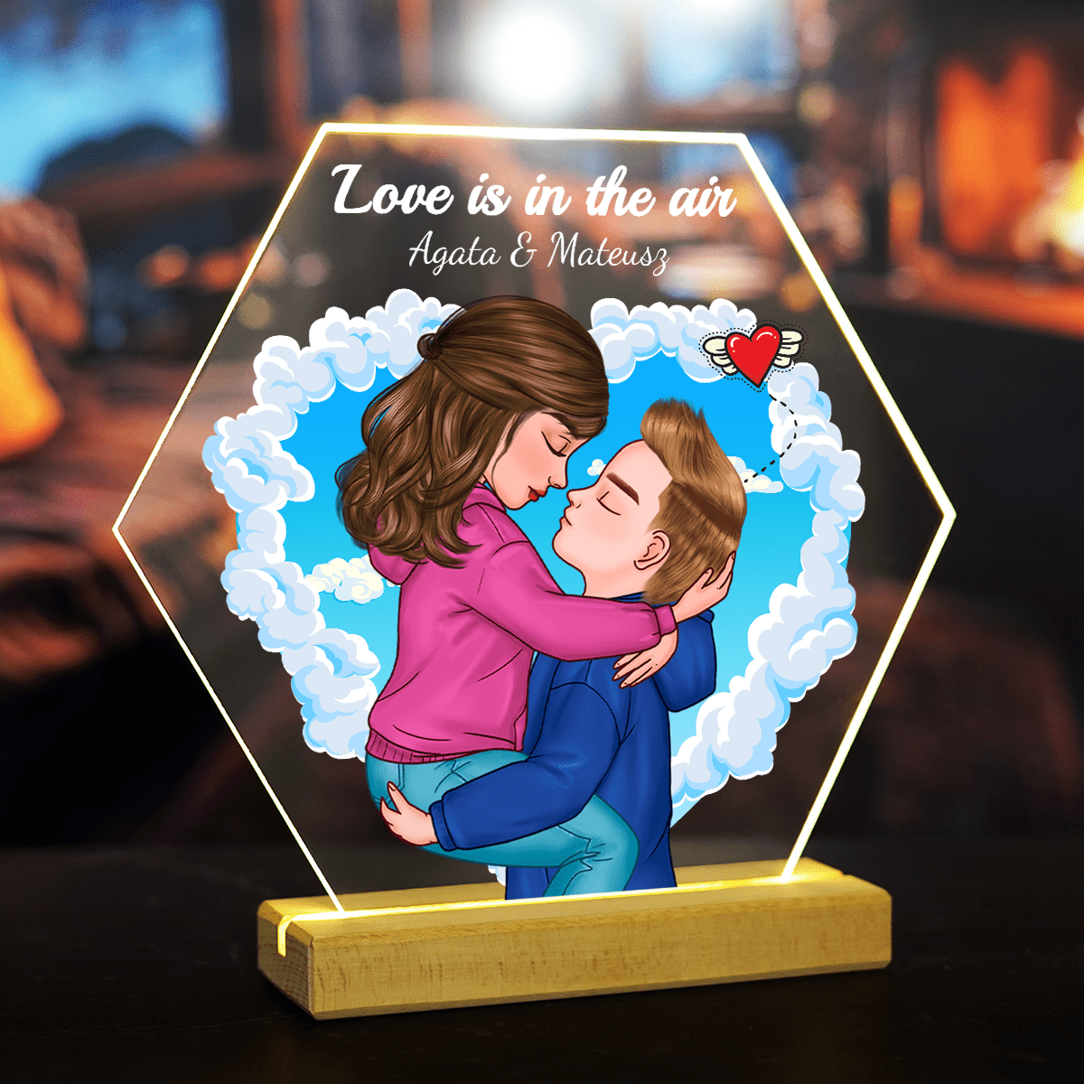 Love is in the air Clipart - Druk na szkle, spersonalizowany prezent dla niego - Adamell.pl