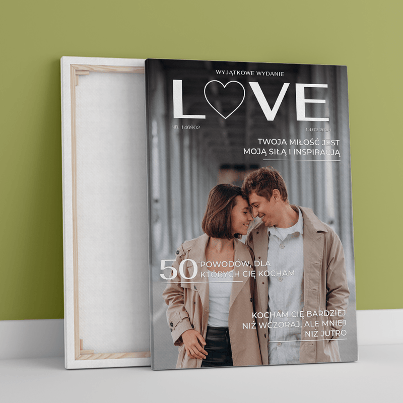 Magazyn LOVE ze zdjęciem - druk na płótnie, spersonalizowany prezent dla pary - Adamell.pl
