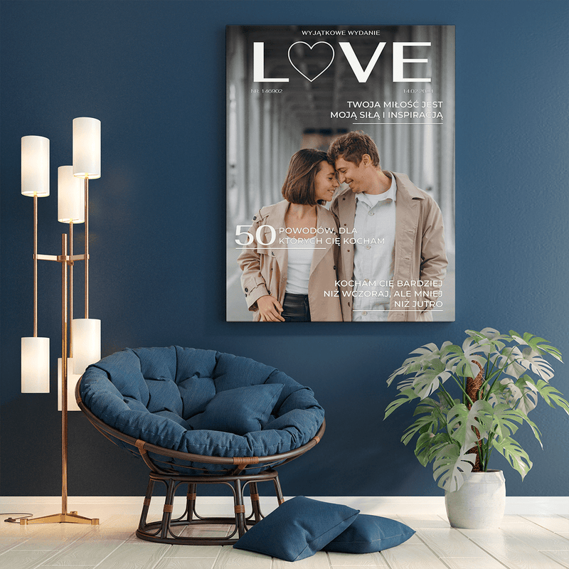 Magazyn LOVE ze zdjęciem - druk na płótnie, spersonalizowany prezent dla pary - Adamell.pl