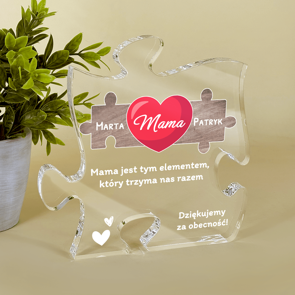 Mama, najważniejszy element - Druk na szkle - puzzel, spersonalizowany prezent dla mamy - Adamell.pl