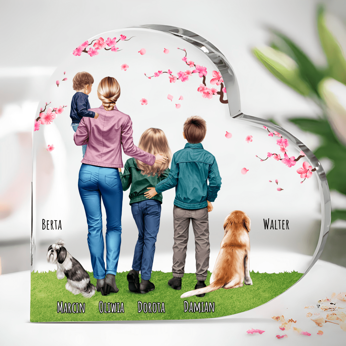 Mama z dziećmi i pupilami Clipart - Druk na szkle, spersonalizowany prezent dla mamy - Adamell.pl