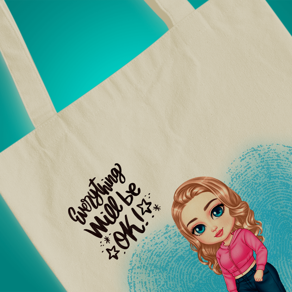 Materiałowa torba shopper z własnym nadrukiem GRAFIKA + IMIĘ - spersonalizowany prezent dla kobiety - Adamell.pl