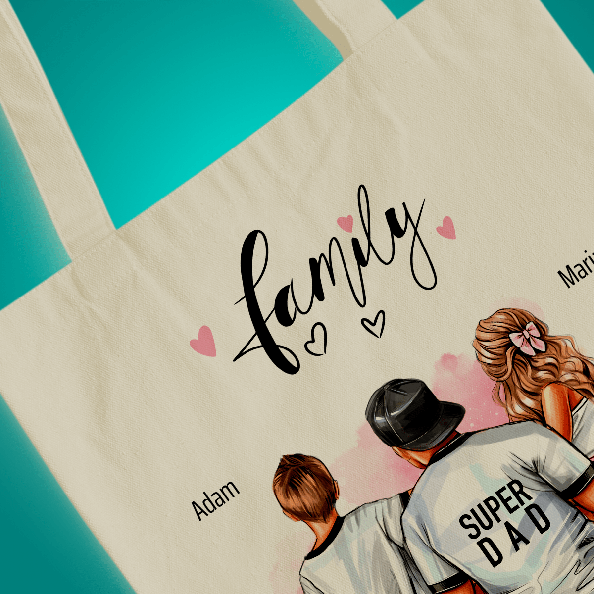 Materiałowa torba shopper z własnym nadrukiem SUPER DAD - spersonalizowany prezent dla taty - Adamell.pl