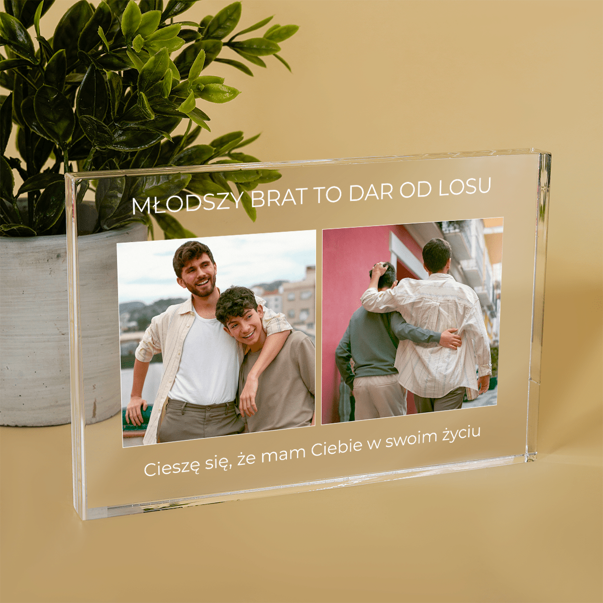 Młodszy brat to dar od losu - Druk na szkle, spersonalizowany prezent dla brata - Adamell.pl