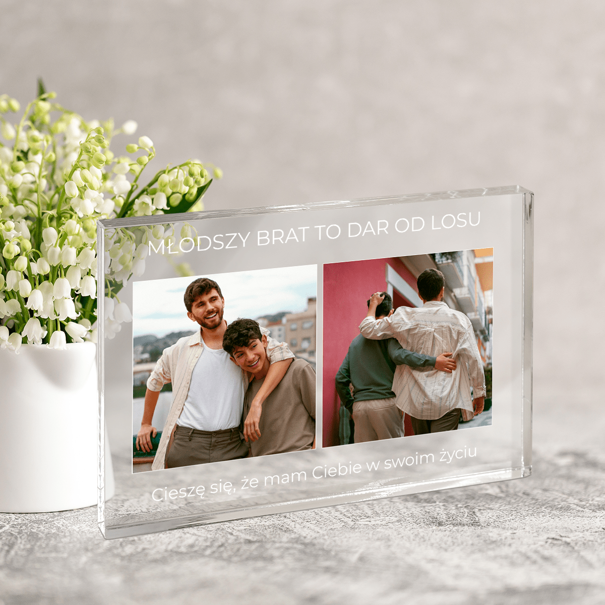 Młodszy brat to dar od losu - Druk na szkle, spersonalizowany prezent dla brata - Adamell.pl