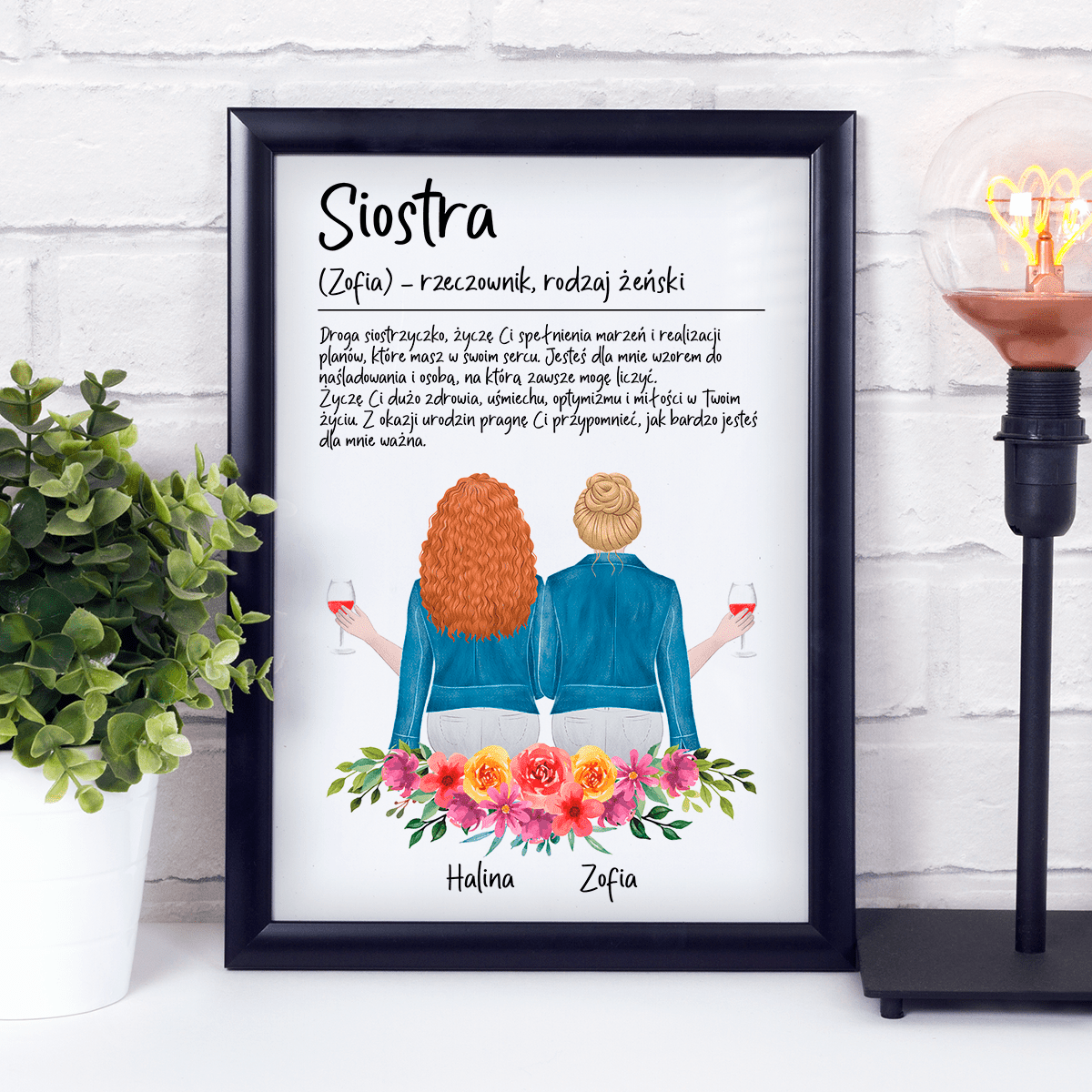 Moja kochana siostra - Druk na szkle, spersonalizowany prezent dla siostry - Adamell.pl