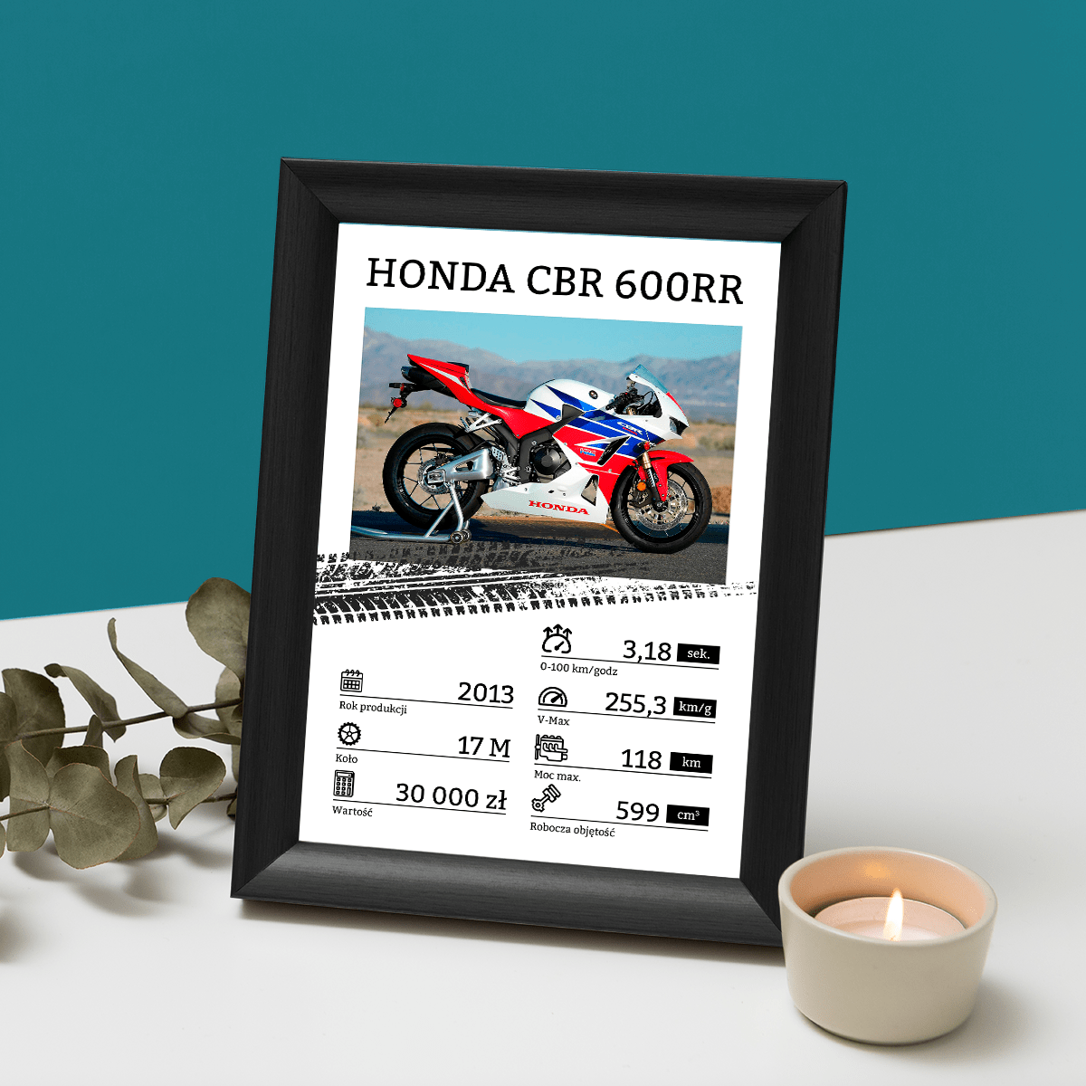 Motocykl - Druk na szkle, spersonalizowany prezent dla motocyklisty - Adamell.pl