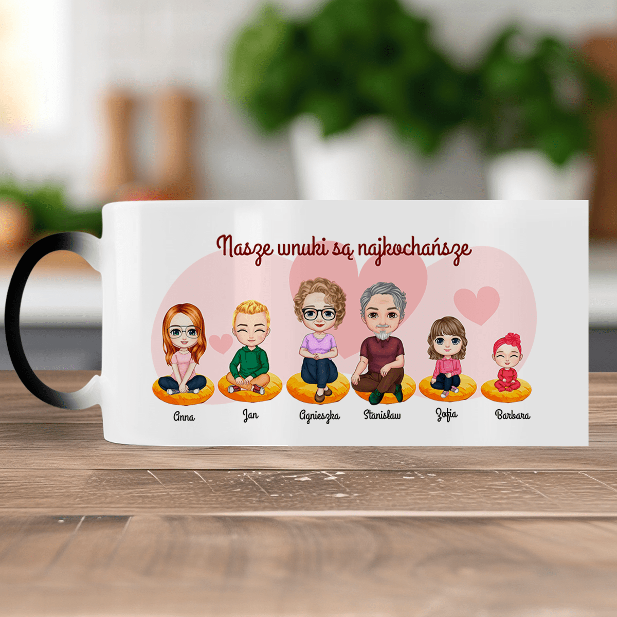 Najkochańsze wnuki Clipart - 1x Kubek magiczny z nadrukiem, spersonalizowany prezent dla dziadków - Adamell.pl