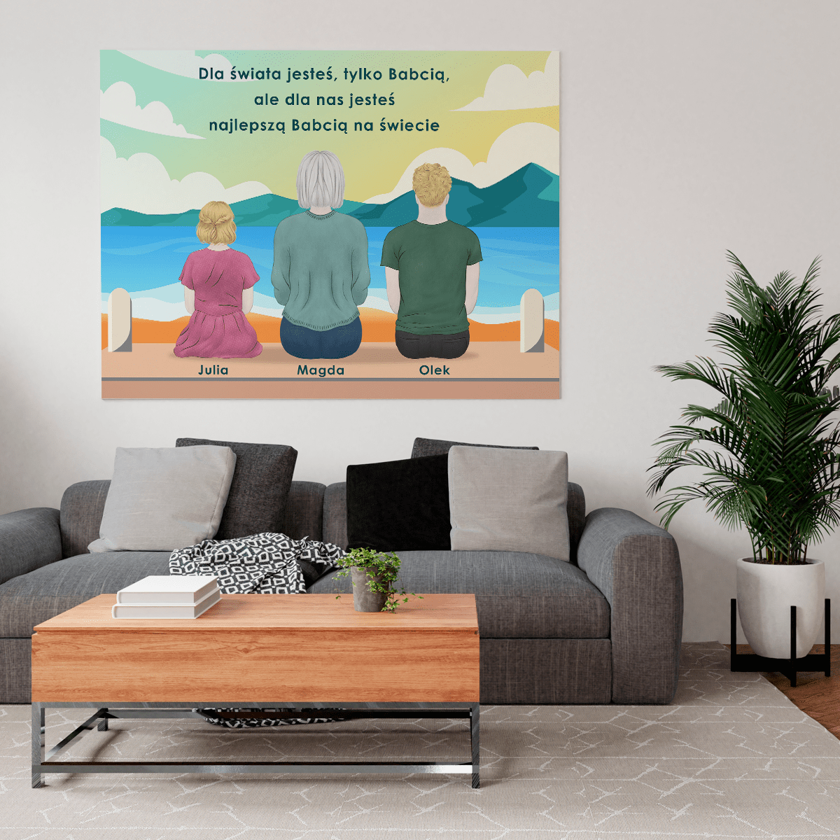 Najlepsza babcia - druk na płótnie, spersonalizowany prezent dla babci - Adamell.pl