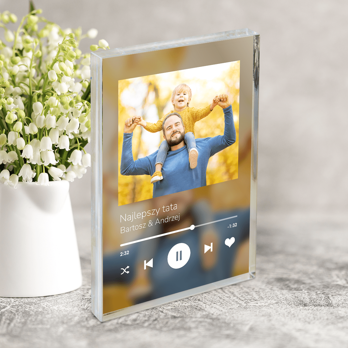 Najlepszy tata - Spotify - Druk na szkle, spersonalizowany prezent dla taty - Adamell.pl