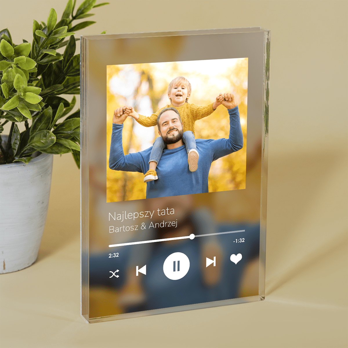 Najlepszy tata - Spotify - Druk na szkle, spersonalizowany prezent dla taty - Adamell.pl