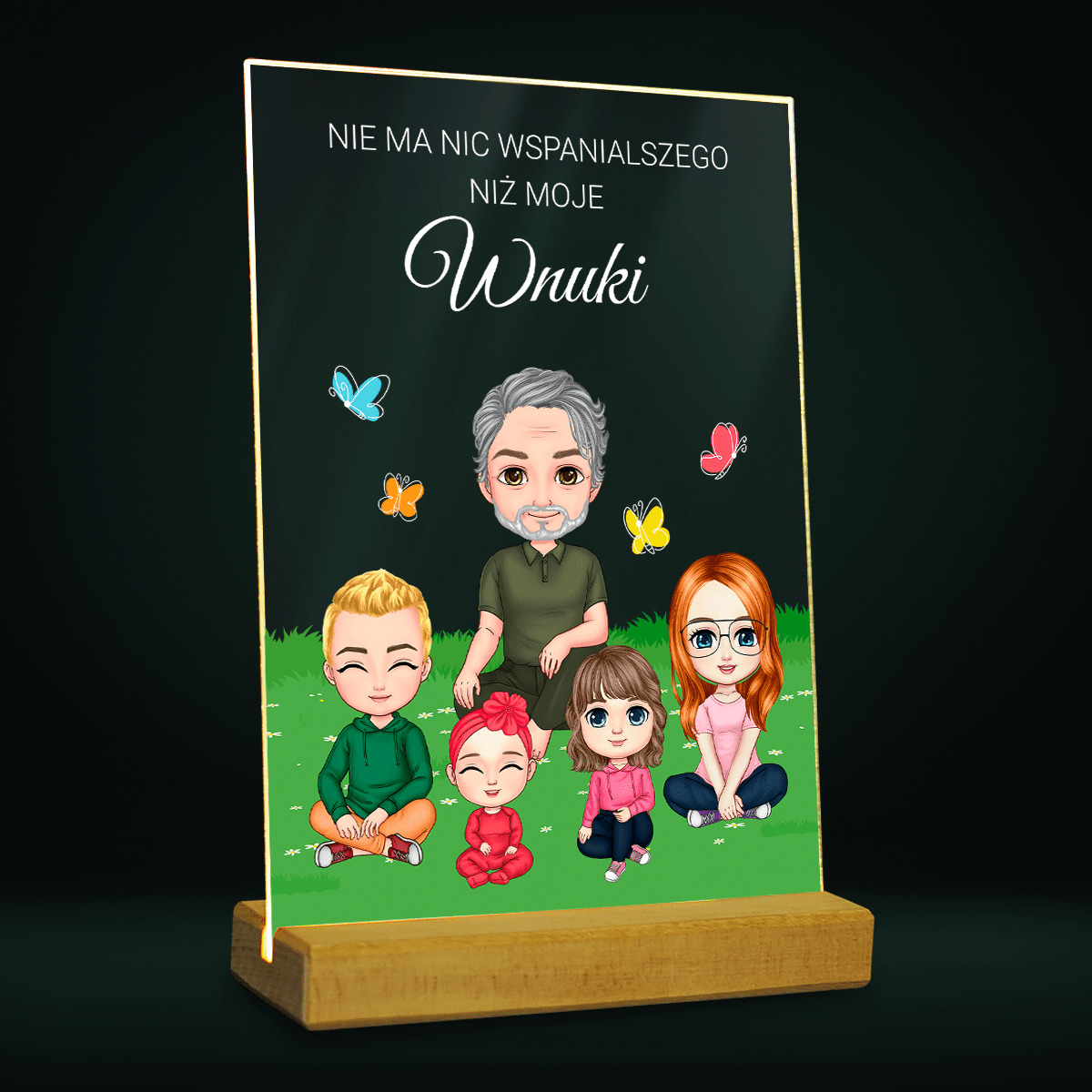 Najwspanialsze wnuki Clipart - Druk na szkle, spersonalizowany prezent dla dziadka - Adamell.pl