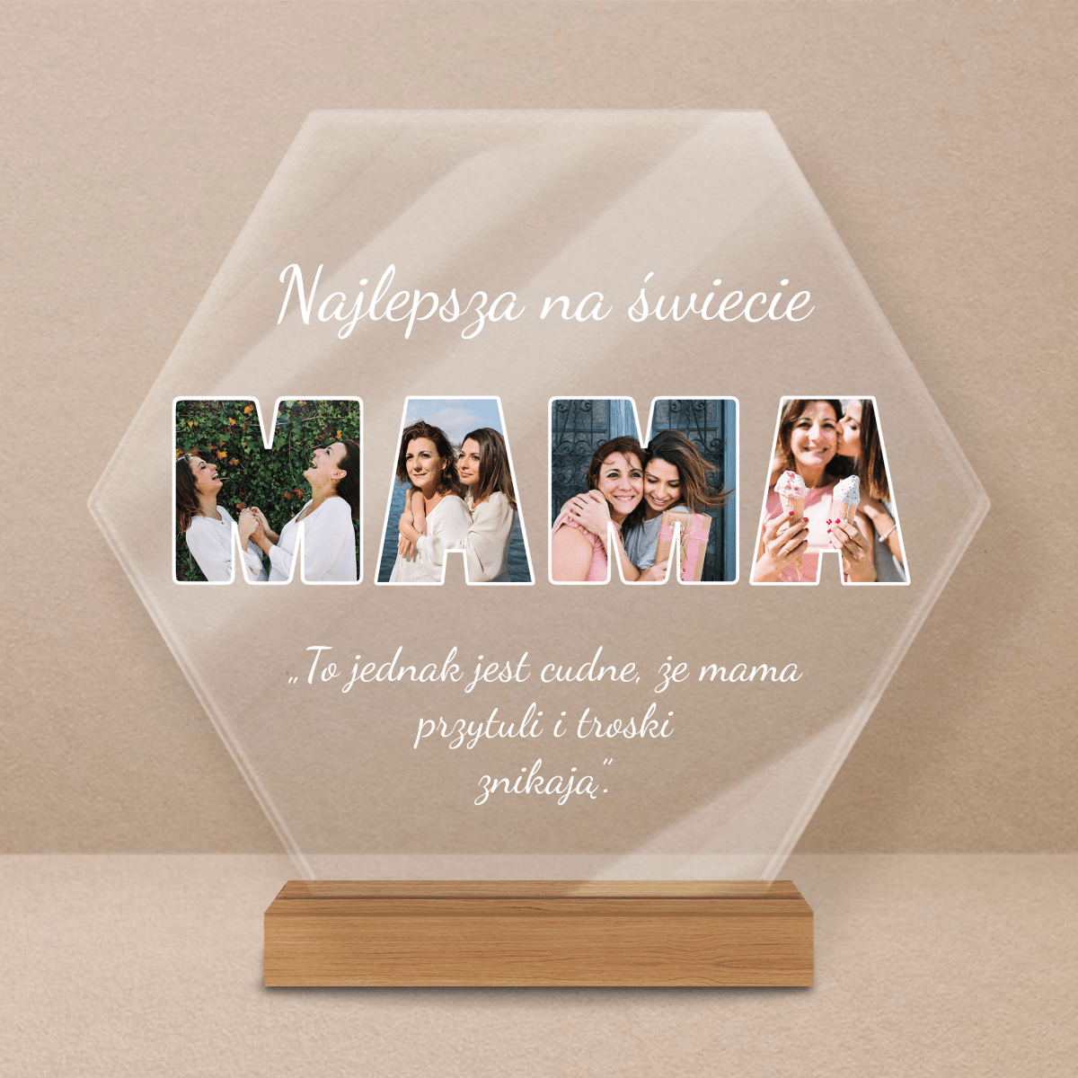 Napis MAMA fotokolaż - Druk na szkle, spersonalizowany prezent dla mamy - Adamell.pl