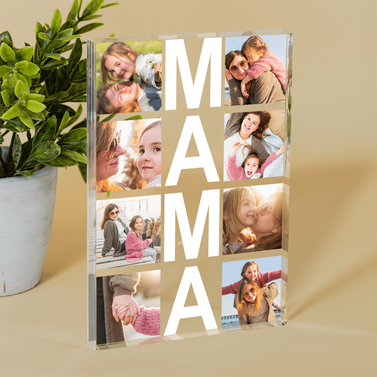 Napis MAMA + fotokolaż - Druk na szkle, spersonalizowany prezent dla mamy - Adamell.pl