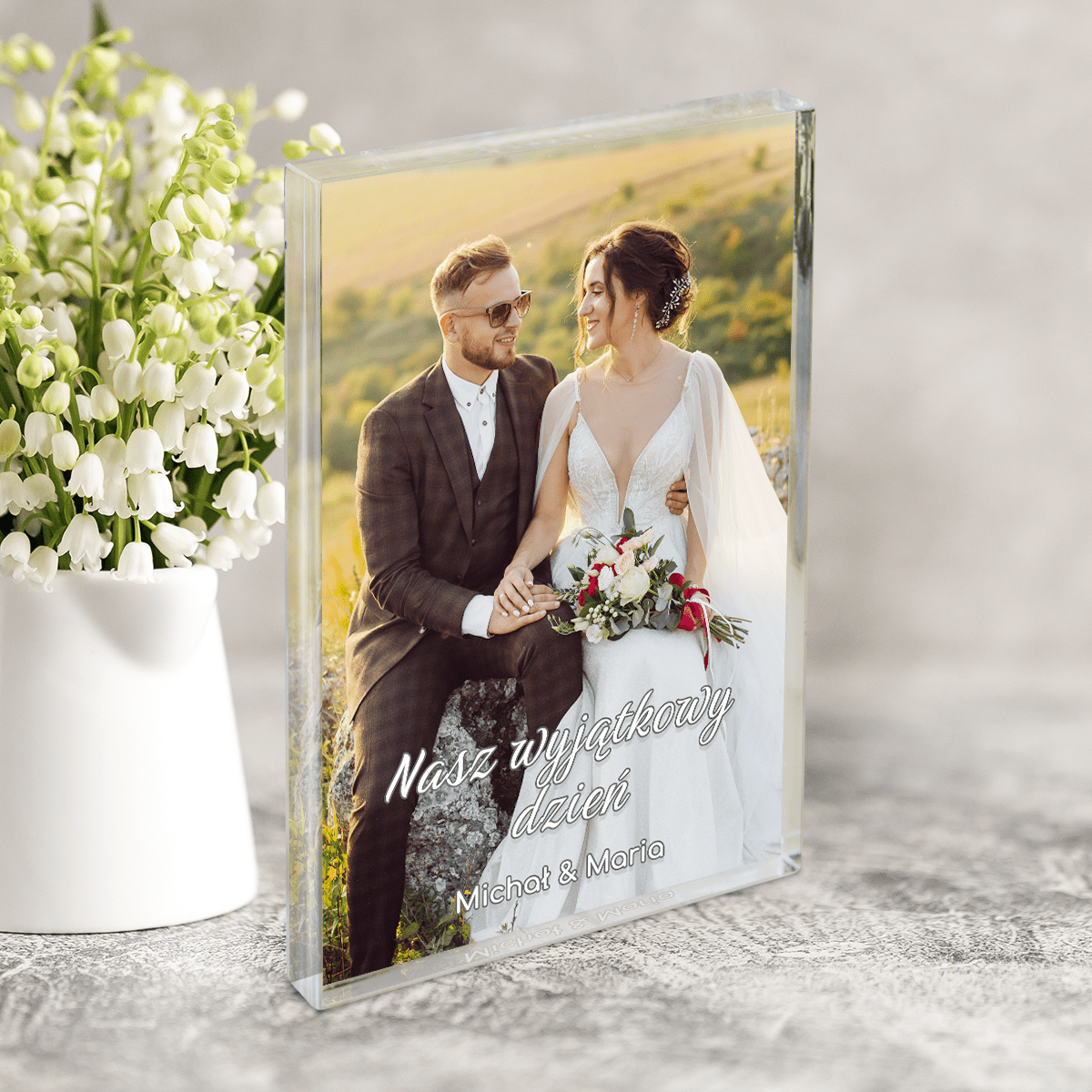 Nasz wyjątkowy dzień - Druk na szkle, spersonalizowany prezent dla pary - Adamell.pl