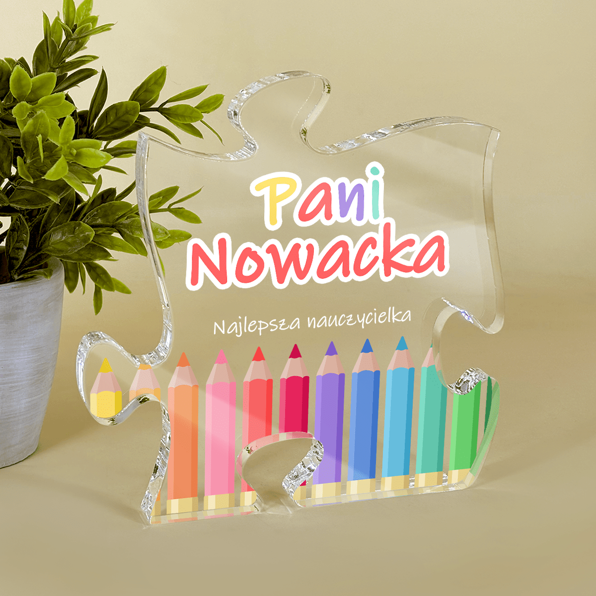 Nasza nauczycielka - Druk na szkle - puzzel, spersonalizowany prezent dla nauczyciela - Adamell.pl