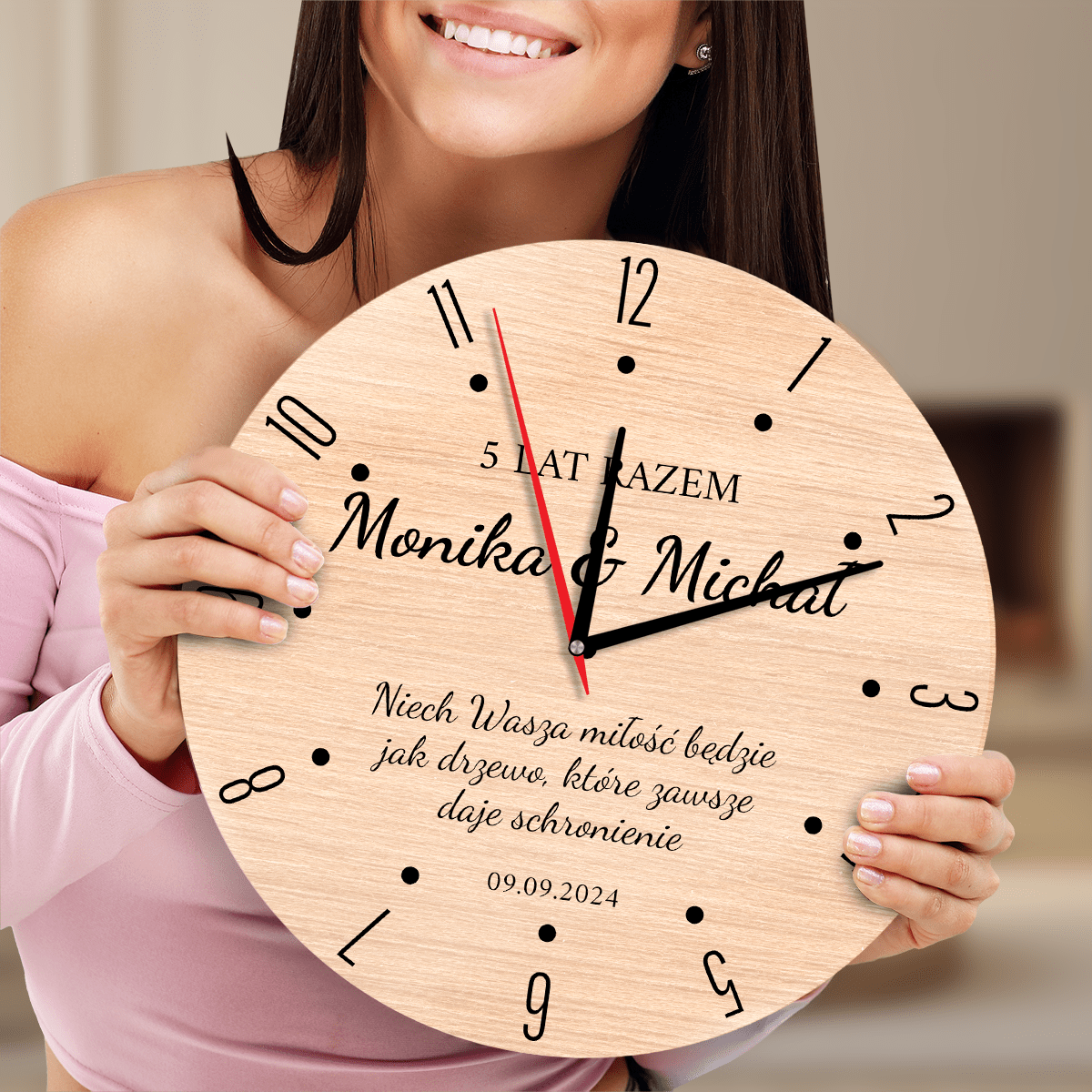 Nasza rocznica - zegar ze zdjęciem, spersonalizowany prezent dla pary - Adamell.pl