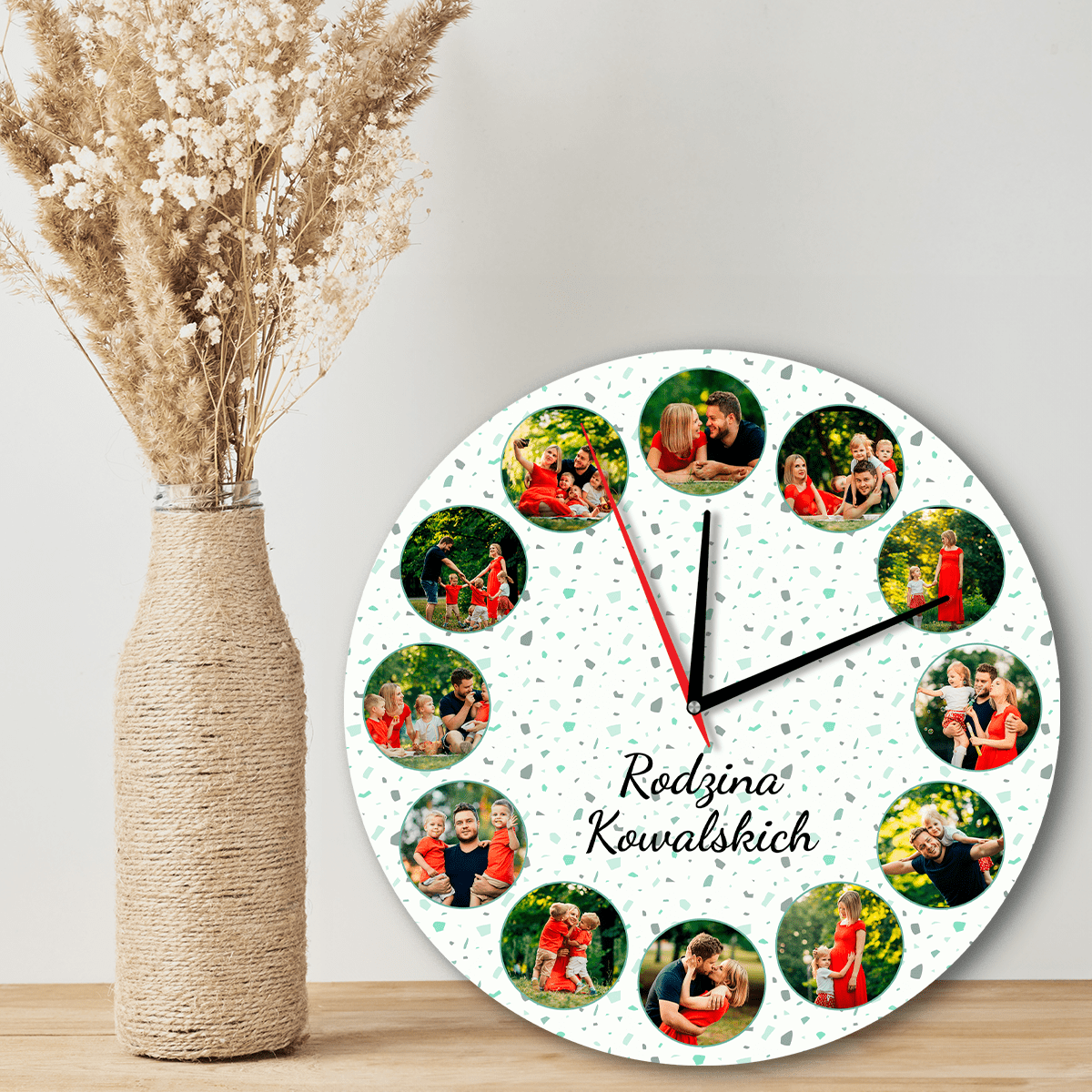 Nasza rodzina - zegar ze zdjęciem, spersonalizowany prezent dla rodziców - Adamell.pl