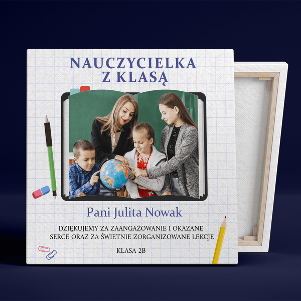 Nauczycielka z klasą - druk na płótnie, spersonalizowany prezent dla nauczyciela - Adamell.pl