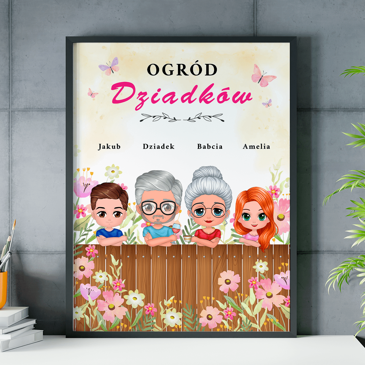 Ogród dziadków - plakat, spersonalizowany prezent dla dziadków - Adamell.pl