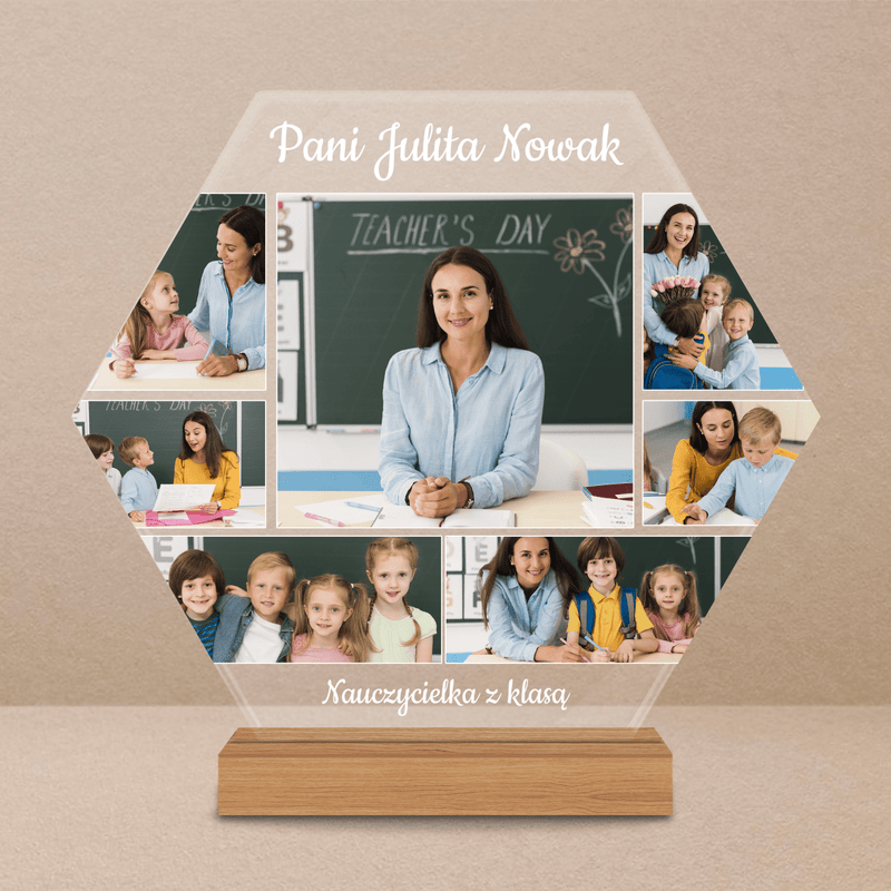 Pani nauczycielka z klasą - Druk na szkle, spersonalizowany prezent dla nauczyciela - Adamell.pl