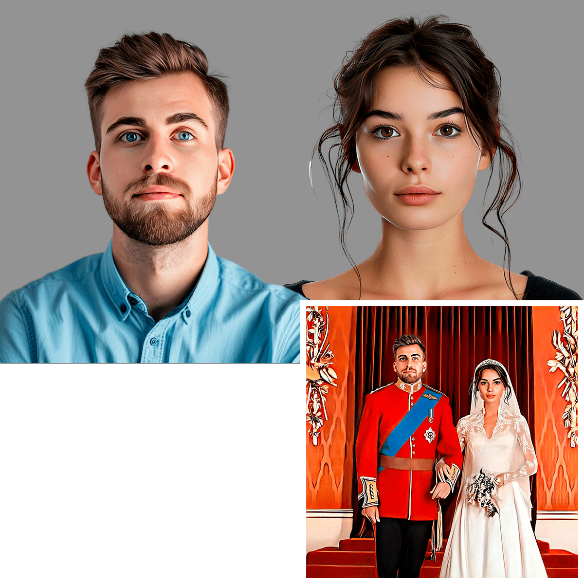 Para królewska ślub - druk na płótnie, spersonalizowany prezent dla pary - Adamell.pl