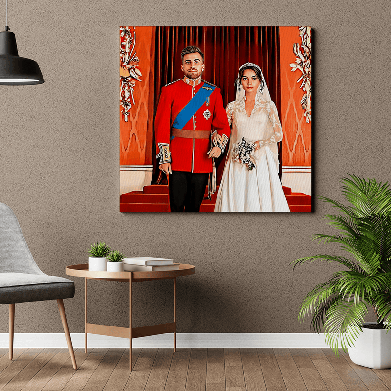 Para królewska ślub - druk na płótnie, spersonalizowany prezent dla pary - Adamell.pl