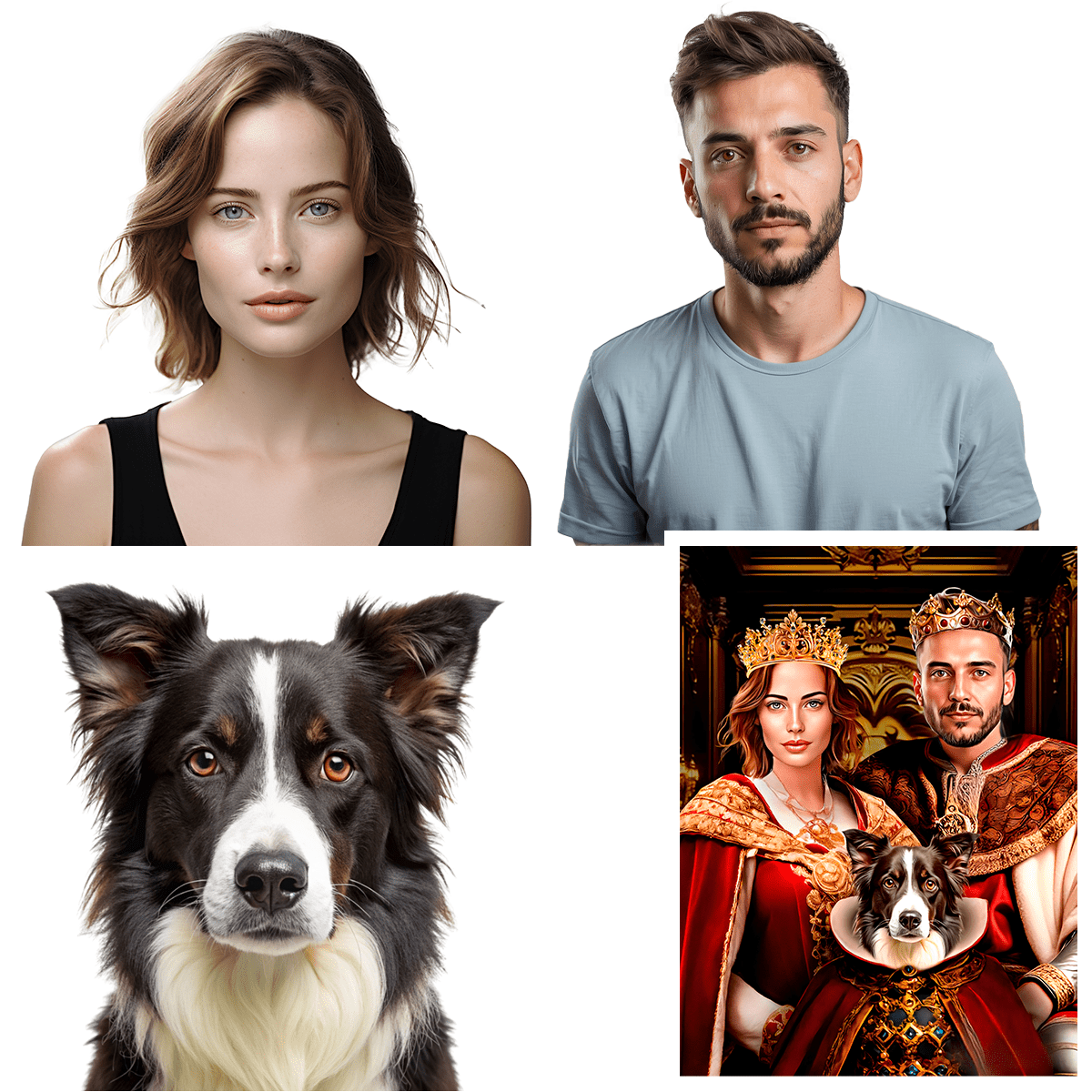 Para królewska z psem - plakat, spersonalizowany prezent dla pary - Adamell.pl