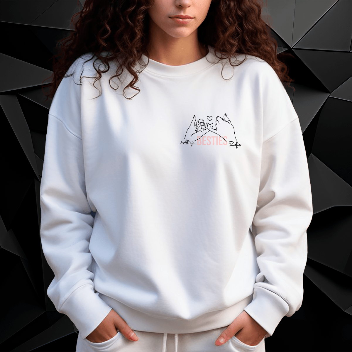 Personalizowana bluza damska z własnym nadrukiem BESTIES - prezent dla przyjaciółki - Adamell.pl