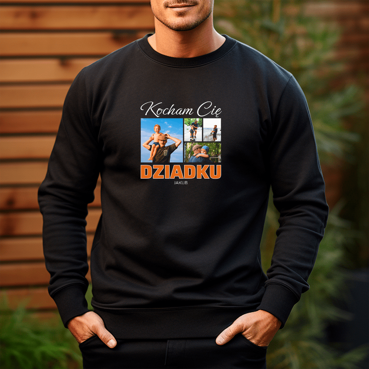 Personalizowana bluza męska z własnym nadrukiem KOCHAM CIĘ DZIADKU - prezent dla dziadka - Adamell.pl