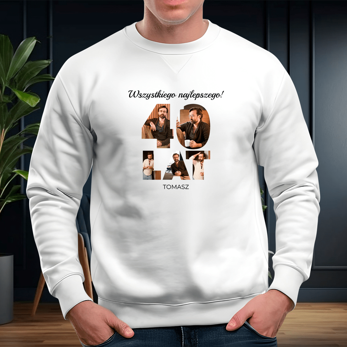 Personalizowana bluza męska z własnym nadrukiem NA 40 URODZINY - prezent dla mężczyzny - Adamell.pl