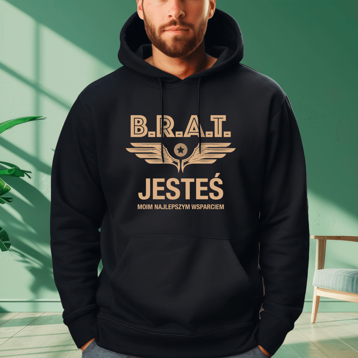 Personalizowana bluza męska z własnym nadrukiem NAJLEPSZE WSPARCIE - prezent dla brata - Adamell.pl