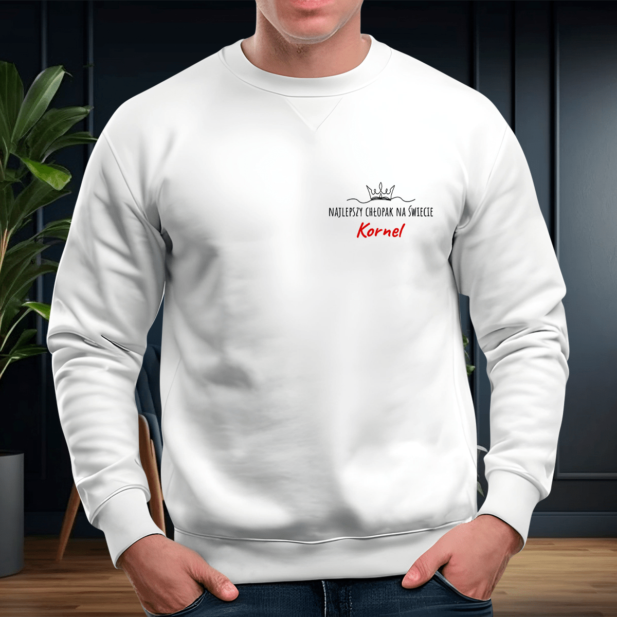 Personalizowana bluza męska z własnym nadrukiem NAJLEPSZY CHŁOPAK - prezent dla niego - Adamell.pl