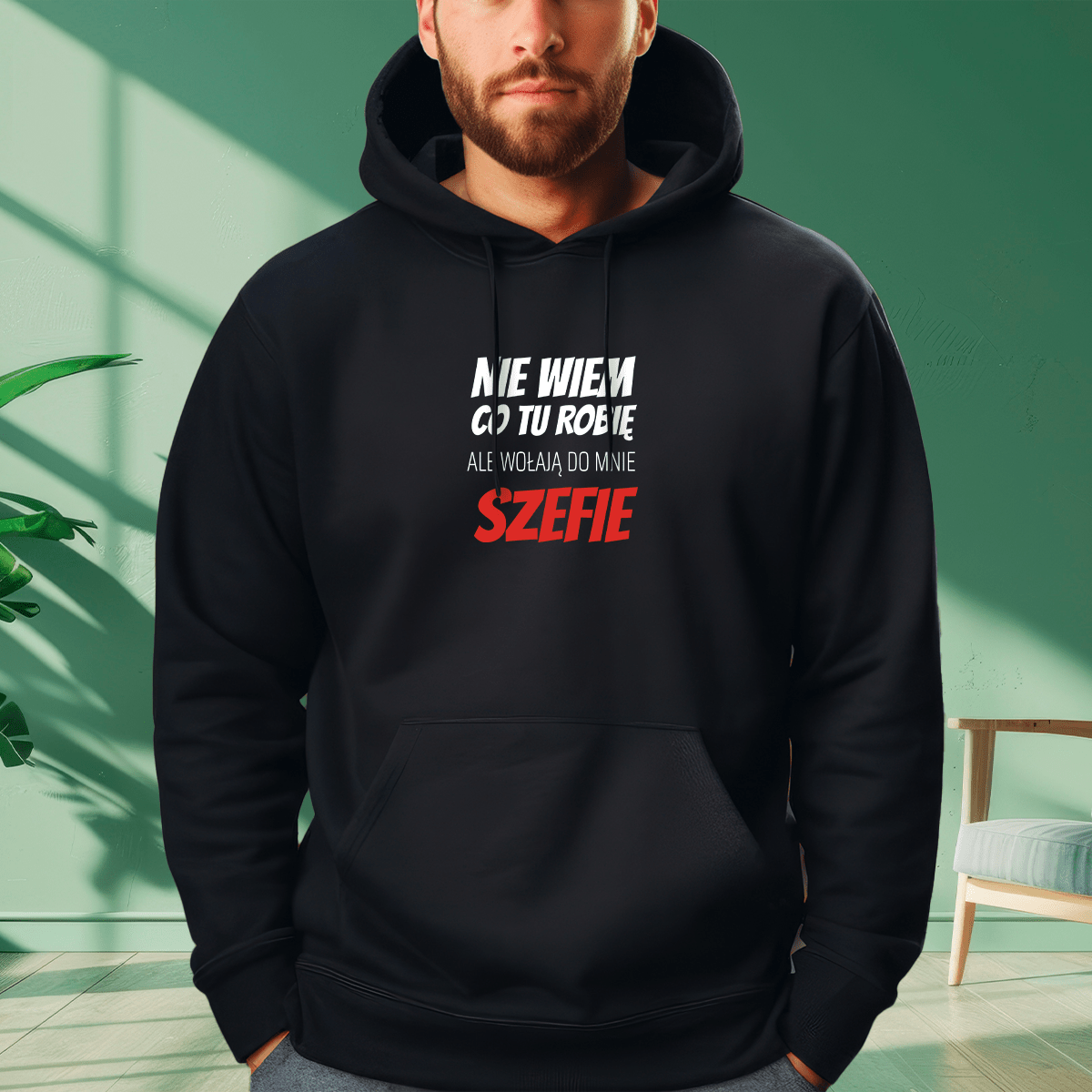 Personalizowana bluza męska z własnym nadrukiem SZEF - prezent dla szefa - Adamell.pl