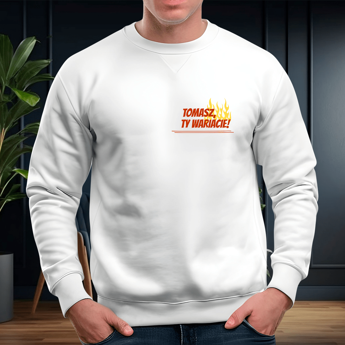 Personalizowana bluza męska z własnym nadrukiem WARIAT - prezent dla przyjaciela - Adamell.pl