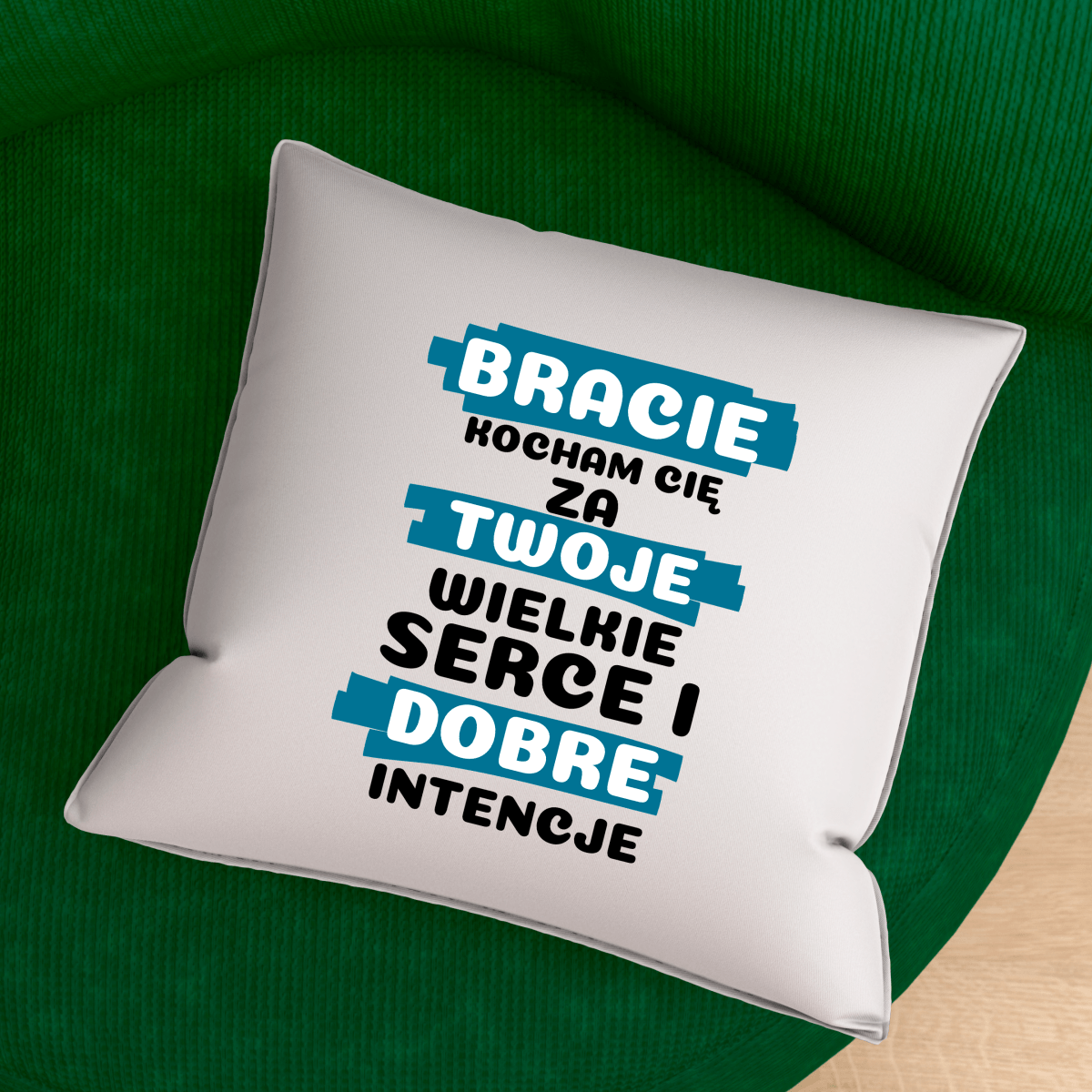Poduszka z własnym nadrukiem BRACIE - spersonalizowany prezent dla brata - Adamell.pl