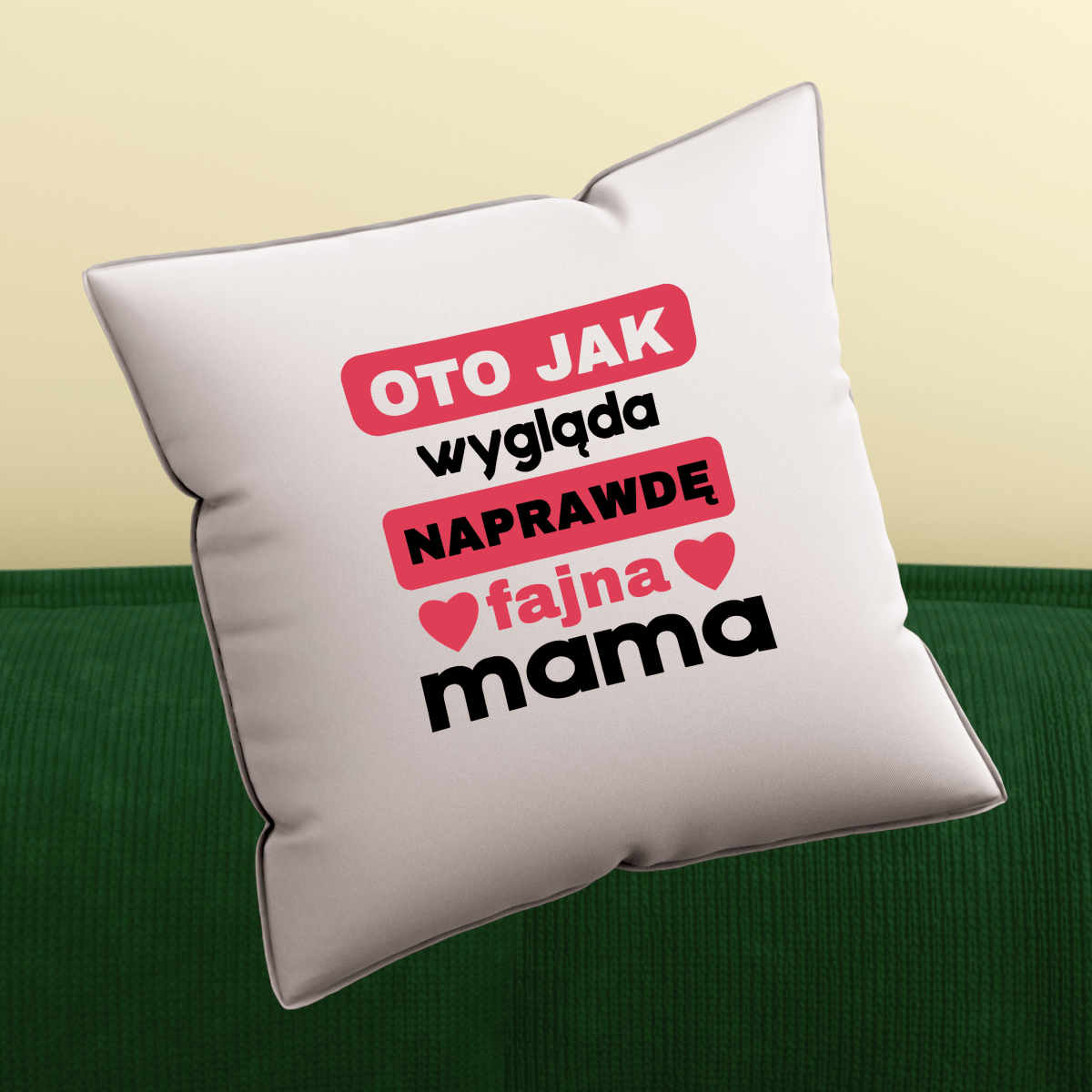 Poduszka z własnym nadrukiem FAJNA MAMA - spersonalizowany prezent dla mamy - Adamell.pl