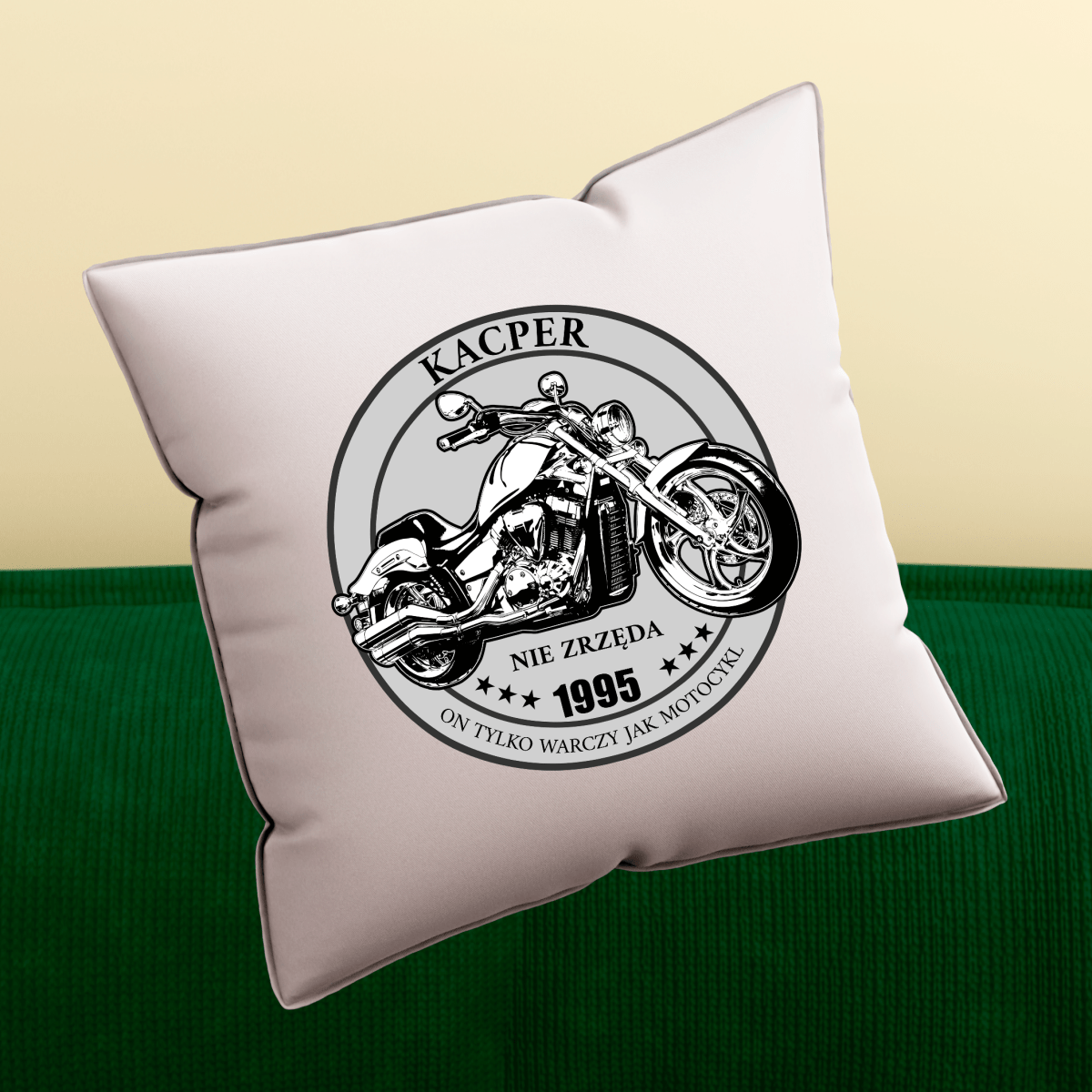 Poduszka z własnym nadrukiem MOTOCYKL - spersonalizowany prezent dla brata - Adamell.pl