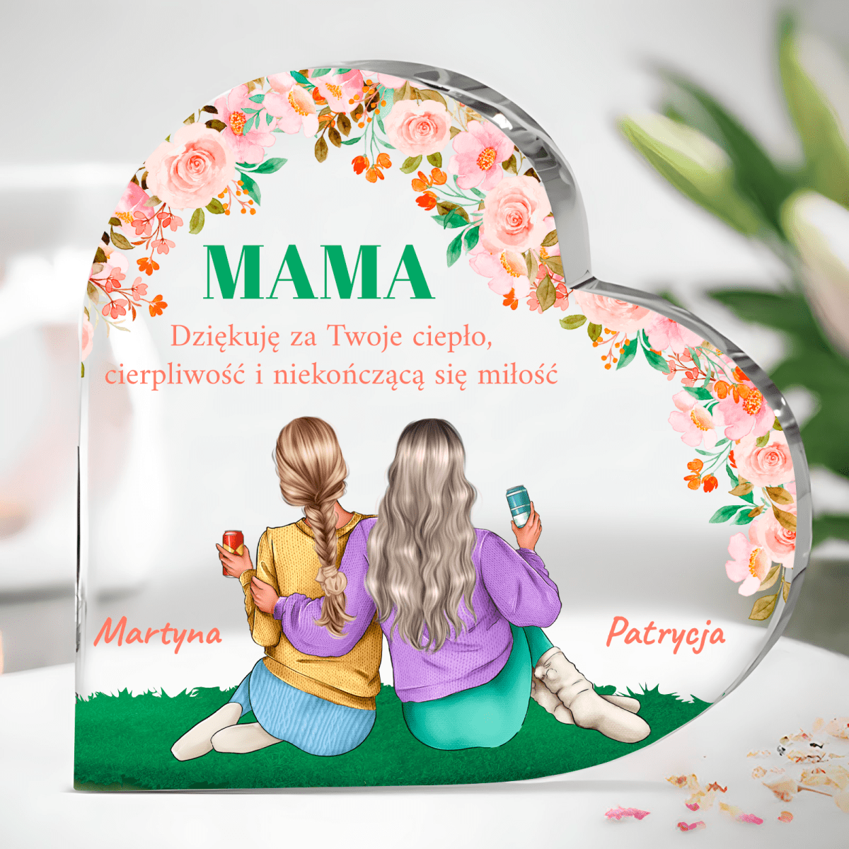 Podziękowania za miłość Clipart - Druk na szkle, spersonalizowany prezent dla mamy - Adamell.pl