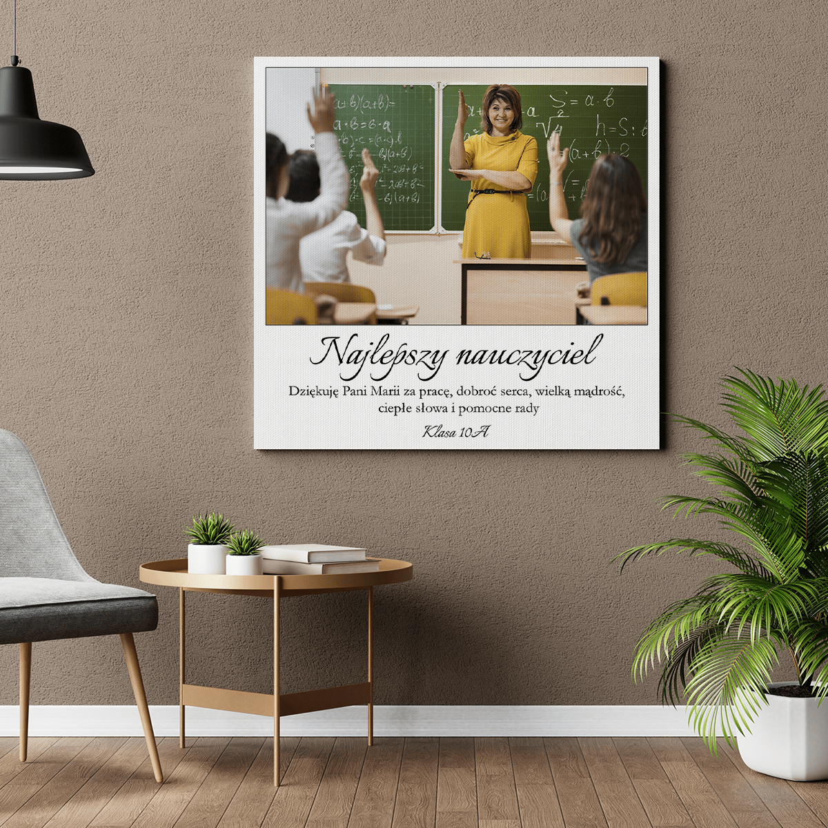 Podziękowanie dla nauczyciela + zdjęcie - druk na płótnie, spersonalizowany prezent dla nauczyciela - Adamell.pl