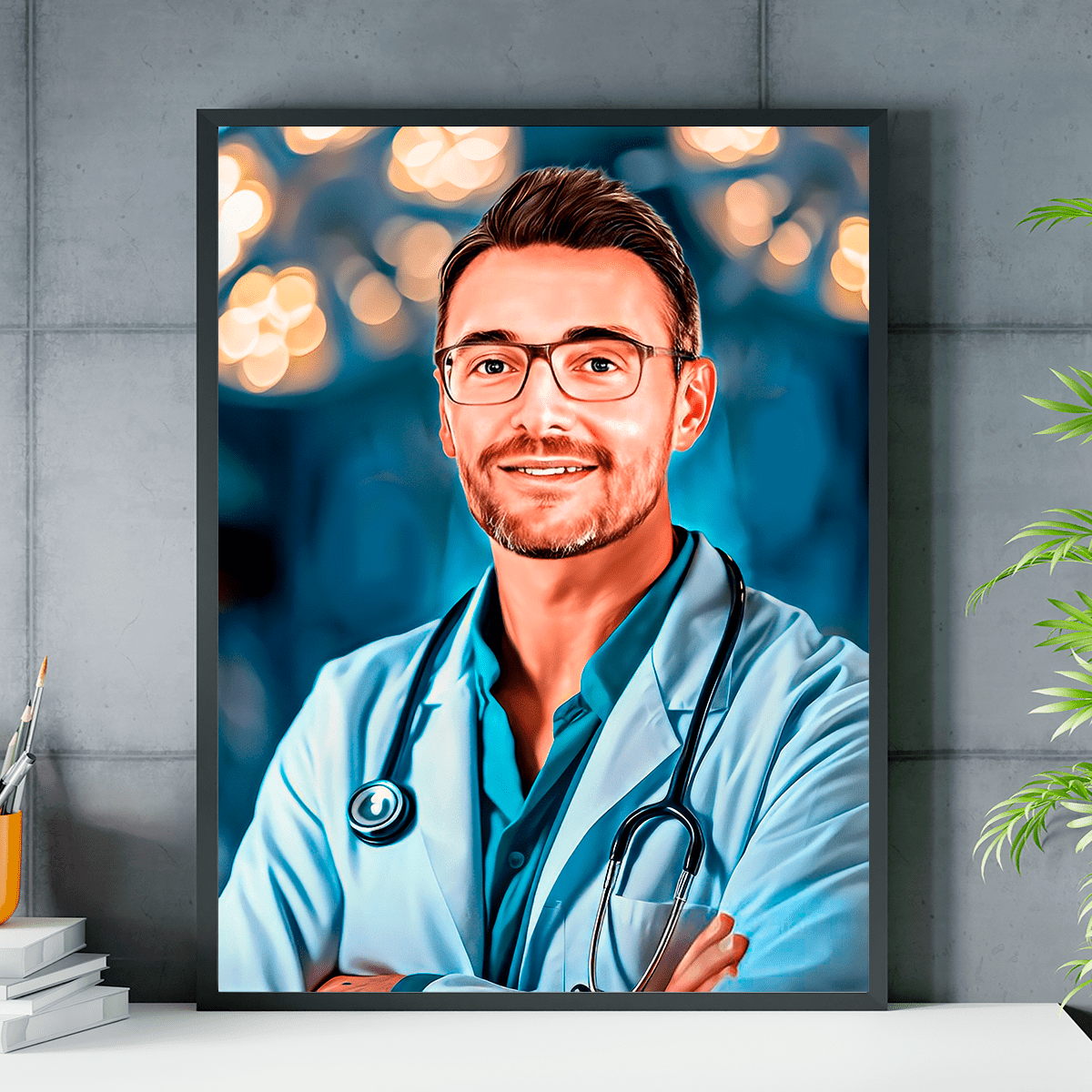 Portret doktora - plakat, spersonalizowany prezent dla lekarza - Adamell.pl