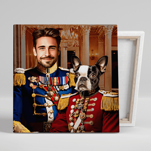 Portret generała z jego psem - druk na płótnie, spersonalizowany prezent - Adamell.pl