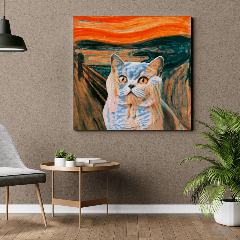 Portret kota z tłem - druk na płótnie, spersonalizowany prezent - Adamell.pl