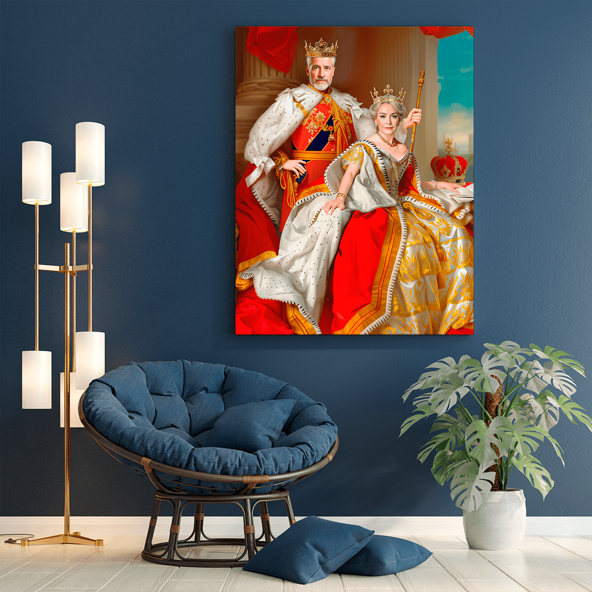 Portret króla z królową - druk na płótnie, spersonalizowany prezent dla dziadków - Adamell.pl