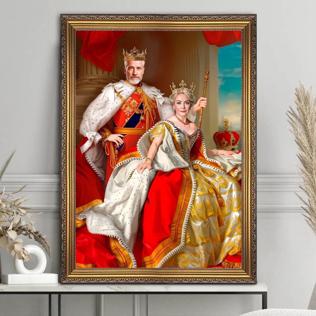 Portret króla z królową - druk na płótnie, spersonalizowany prezent dla dziadków - Adamell.pl