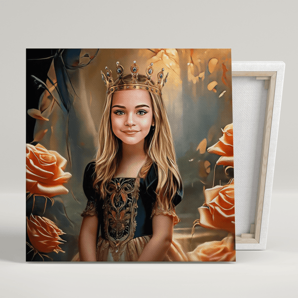 Portret małej księżniczki - druk na płótnie, spersonalizowany prezent dla dziecka - Adamell.pl