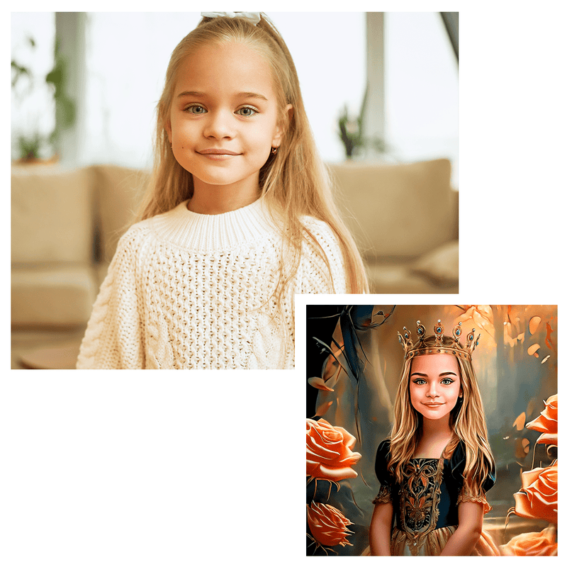 Portret małej księżniczki - druk na płótnie, spersonalizowany prezent dla dziecka - Adamell.pl