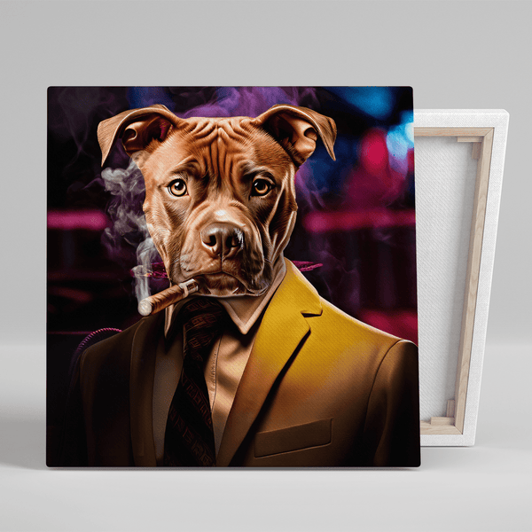 Portret psa w garniturze - druk na płótnie, spersonalizowany prezent - Adamell.pl