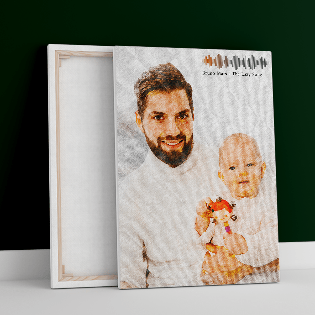 Portret + ścieżka muzyczna - druk na płótnie, spersonalizowany prezent dla taty - Adamell.pl
